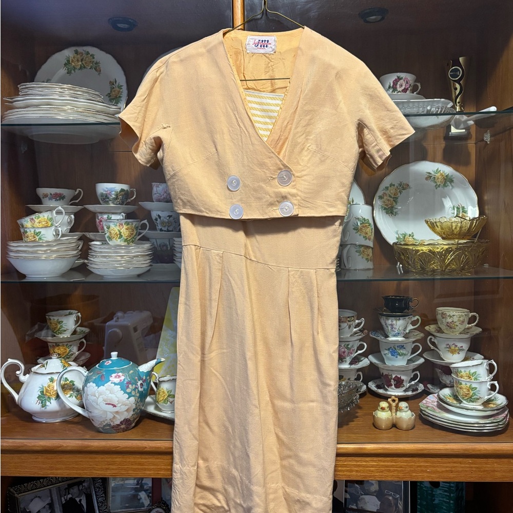 Elegant Peach Dress with Bolero